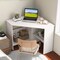 Costway Corner Computer Desk Triangle Writing Workstation w/ Storage Shelf White\Black